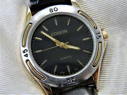 J453 Handsome Two Tone Quartz Edison Watch With Leather Band ...