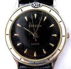 EDISON Womens Mens BLACK Dial Wristwatch WATCH Analog ...