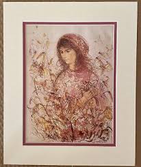 Select one Edna Hibel Vintage Girl with Lillies OR Felicia print matted NEW | eBay