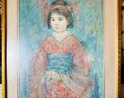 Edna Hibel 'shizue' Limited Edition 1978 Signed Lithograph Print 142/1000 Framed - Etsy