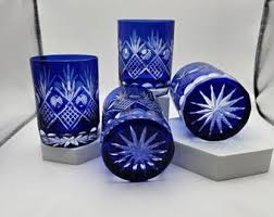 1970's Vintage Whiskey / Bourbon Baccarat-style Cobalt Blue Crystal Rocks Glasses **PRICE FOR SET of 2** - Etsy