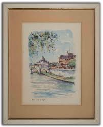 Fausto Battelli - Castel Sant'Angelo - Offset Print by Fausto Battelli - Mid-20th Century For Sale at 1stDibs | legai watercolor artist, sant fausto, angelo battelli