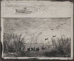 Swamp with Ducks, Original Impression 1862, Printed in 1921