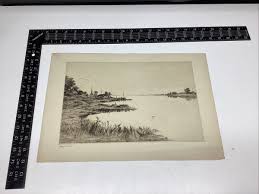 22 ART PAPER ETCHING PHOTO PRINT BAYSHORE BIRDS TREES ...