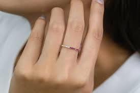 Diamond & Ruby 14K Gold Eternity Band - July Birthstone Ring - Etsy