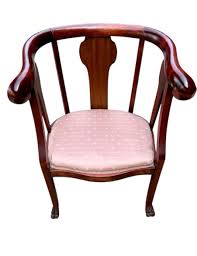 Victorian Serpentine Oxbow Mahogany Tub Chair Dusty Rose Upholstered | eBay