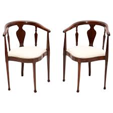 Pair of Antique Edwardian Corner Chairs at 1stDibs