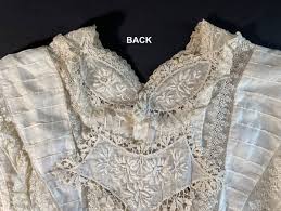 Antique 1890s-1900s Edwardian Cotton Lawn + Mixed Lace Tea or Wedding Dress | eBay