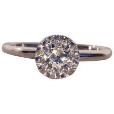 Vintage Mystery Set Natural Diamond Ring in White Gold. For ...