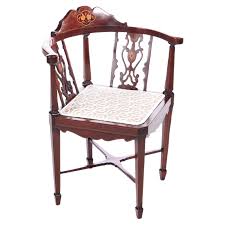 Antique Edwardian Mahogany Inlaid Corner Chair | Chairish