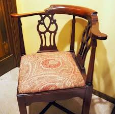 Chippendale Style Mahogany Corner Chair With Upholstered ...