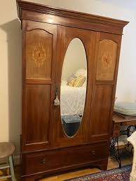 STUNNING ANTIQUE INLAID MAHOGANY ENGLISH LINEN ...