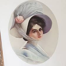 Oval Painting On Canvas Portrait Edwardian Lady Ornate Gold ...