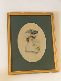 Vintage Framed Original Painting, Victorian Woman - Etsy