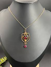 Antique 9ct Rose Gold Stamped, Edwardian Garnet Pendant - Etsy