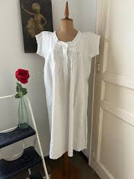Antique Linen Nightgown With Broderie Anglaise Lace Trim - Etsy