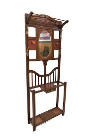 Vintage English Oak Art Deco Hall Tree With Beveled Mirror ...