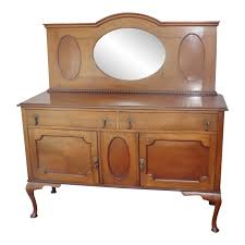 1940s Vintage Oak Sideboard Server With Beveled Mirror ...