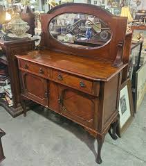Buffet: Antique Edwardian Cedar Buffet W/ Bevel Edged Oval ...