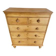 Antique Pine 2 Over 3 Chest of Drawers With Brown Wooden ...