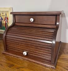 Vintage Rolltop Bread Box with Drawer Or Desktop Organizer ...