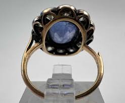 Sold at Auction: Antique 16K Blue Sapphire Diamond Ring