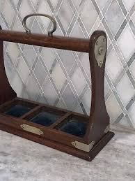 Antique Tantalus Cabinet Edwardian Oak Wood Silver 12.25”T 13.75”L Bottle Holder | eBay