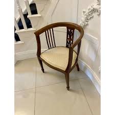 Edwardian Mahogany Inlaid Tub Chair, 1900s | Chairish