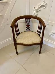 Edwardian Mahogany Inlaid Tub Chair, 1900s for sale at Pamono