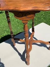 Vintage Mid-20th Century Walnut Solid Wood Unique Scalloped ...