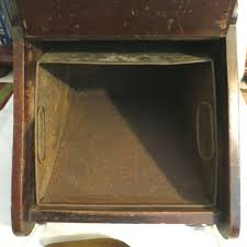 ANTIQUE FIREPLACE HEARTH WOOD & BRASS COAL SHUTTLE ASH BOX w ...