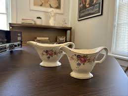 Edwin M. Knowles China Semi Vitreous Gravy Boat Pair Small ...