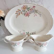 Vintage Edwin M. Knowles Floral Platter Set: 1950s ...