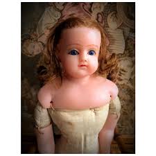 Gorgeous Antique Wax Doll with Exclusive Grown. For Sale at ...