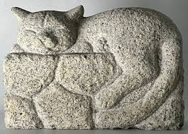 Sleeping Cat Kitten Statue Granite Stone Sculpture Handmade ...
