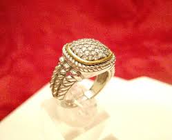 NF 925 STERLING SILVER & 14K GOLD CLEAR STONES CABLE FANCY RING SIZE 7.25 | eBay