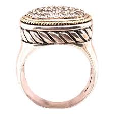18 Karat Two-Tone Gold Effy Fashion Ring With Diamonds, Size 7.75 | Chairish