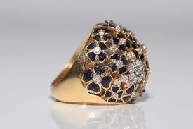 Vintage 18k Gold Natural Diamond Decorated Flowers Enamel ...