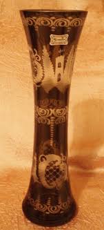 Vintage Vase, Green Egerman Czech Glass Vase, Cut Glass ...