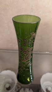 Late 19th Century Victorian Green Glass Bud Vase | Chairish