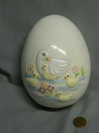 1985 Byron Molds Egg 2 Piece - Trinket Box - Ducks & Flowers ...