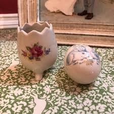 Vintage Pair of Easter Eggs Porcelain China Transferware ...