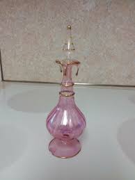Beautiful Pink and Gold Vintage Egyptian Glass Perfume Bottle with Glass Dauber | eBay