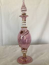 Blown Glass Perfume Bottle Pink and Gold Colored Glass Vintage Bottle - Etsy Norway