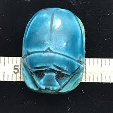 Vintage Egyptian Design Blue Carved Scarab Bead *5 | eBay