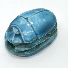 Vintage Egyptian Design Blue Carved Scarab Bead *7 | eBay