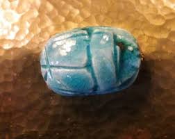 1970's Brass Wrist Cuff With Hand Carved Blue Scarab - Etsy