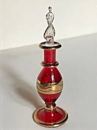 Tiny Glass Perfume Bottle mouth blown hand painted gold ...