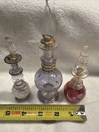 Trio of 3 Hand Blown Clear gold trim Glass & ruby red Violet ...