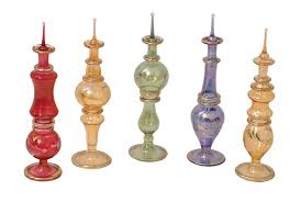 Egyptian perfume bottles Set of 5 hand Blown Decorative Pyrex Glass Vi – My Village Crafts Imports Inc.